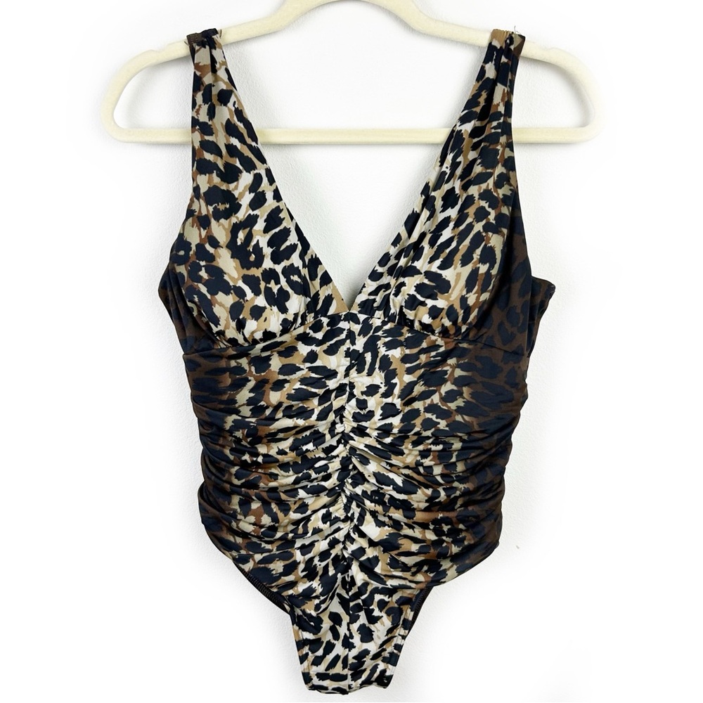 Miraclesuit Brown and Black One Piece Swimsuit with Ruching